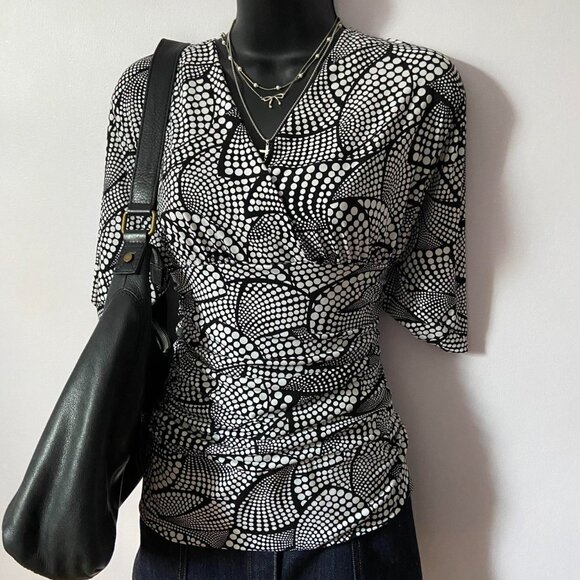 y2k 2000s rampage black and white polka dot fitted blouse - Picture 4 of 8